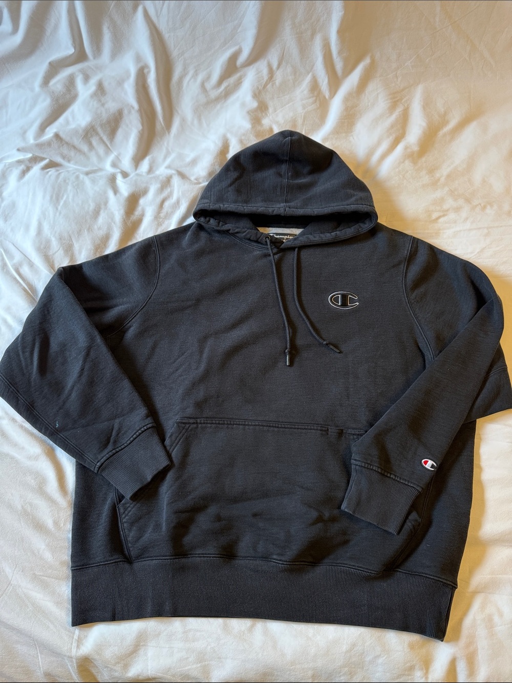 Men’s Heavyweight Champion Black Crewneck Hoodie with Embroidered C Logos